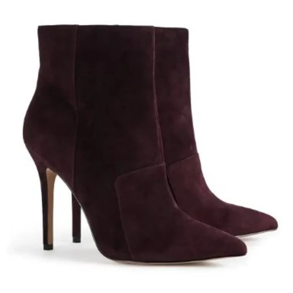 REISS Mirna Suede Heeled Pointed Toe Ankle Boots/Booties Size 39 - Picture 3 of 13